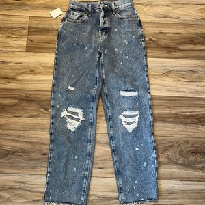 PacSun Distressed High Rise Jeans w/paint splatters